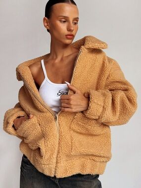 I.AM.GIA Caramel Teddy Zip-Up Jacket